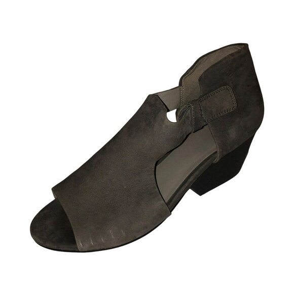 Eileen Fisher Womens Size 9 Gray Leather Peep Toe Sandals Ankle Shoes - Picture 1 of 11